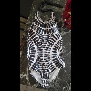 bold one-piece high neck bathing suit
